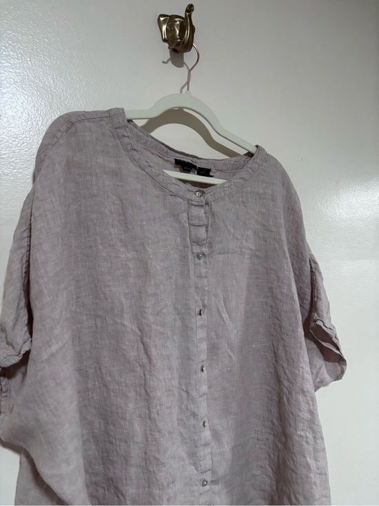 Tahari Other - 100% Linen Pale Taupe Relaxed Lagenlook Top by Tahari with Button Front XL